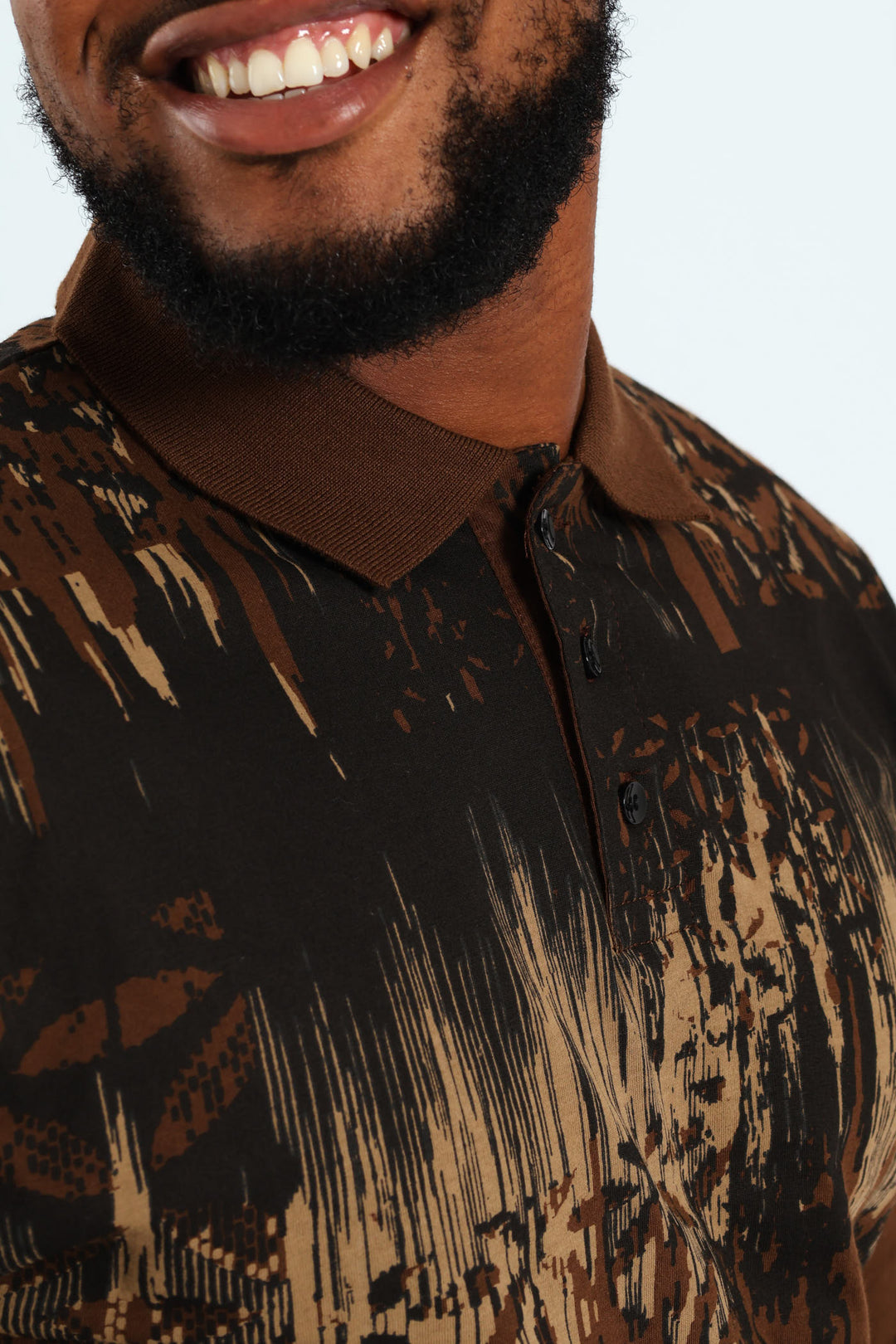 Long Sleeve Printed Golfer - Brown