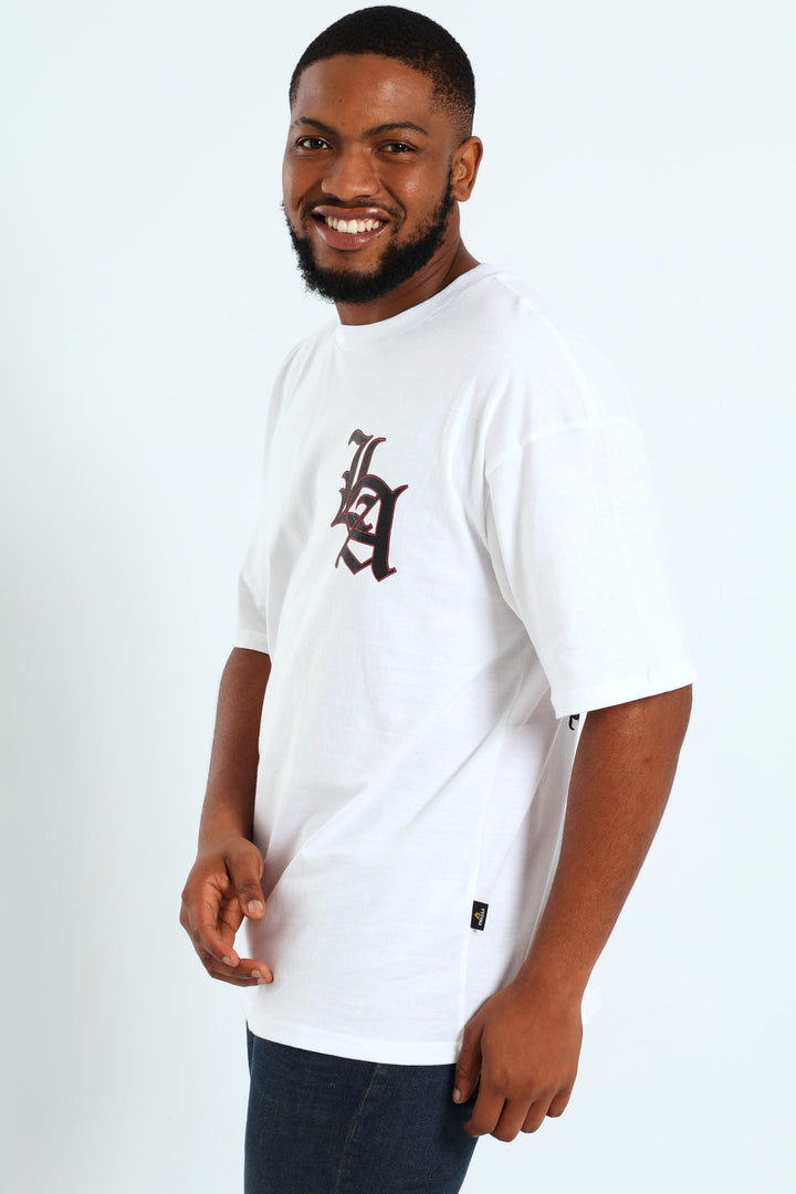 Short Sleeve Back Print Tee - White