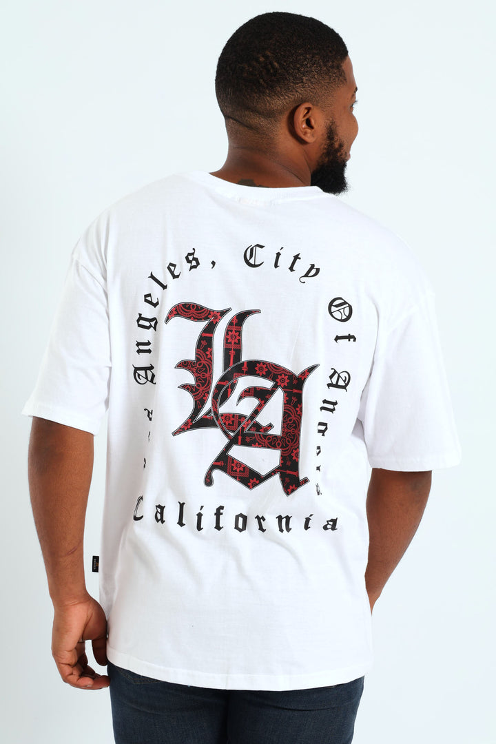 Short Sleeve Back Print Tee - White