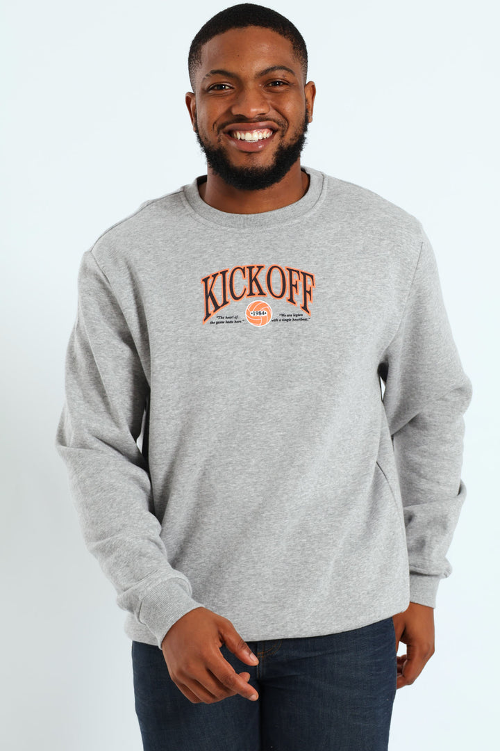 Kick Off Crew Sweater - Grey Melange