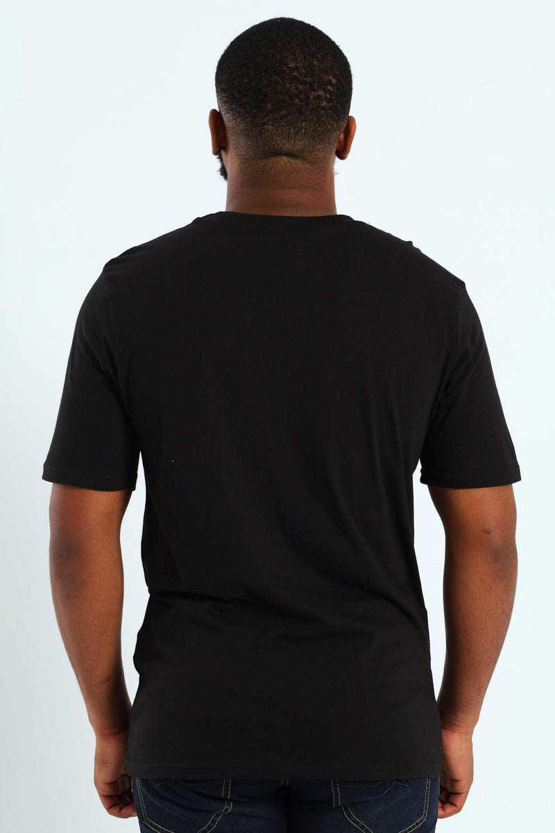 Cool Front Chest Print Tee - Black