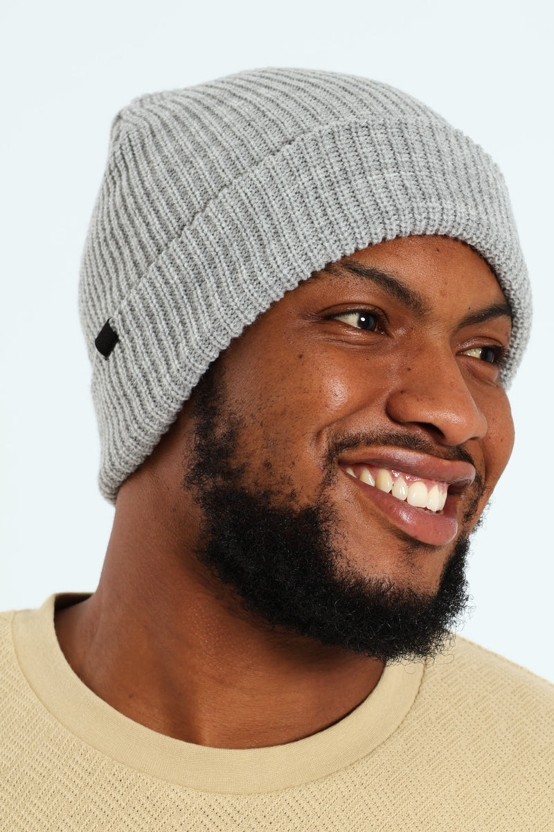 Mens Ribbed Beanie - Grey Melange – Edgars