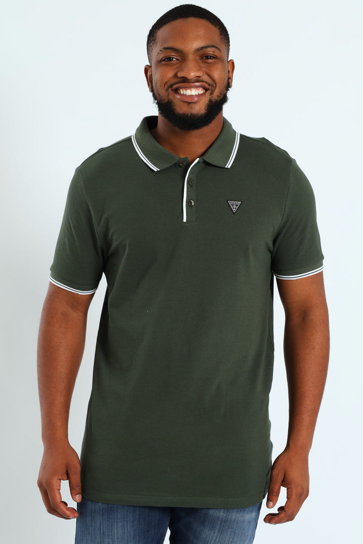 Tipped Core Polo Golfer - Forest Green