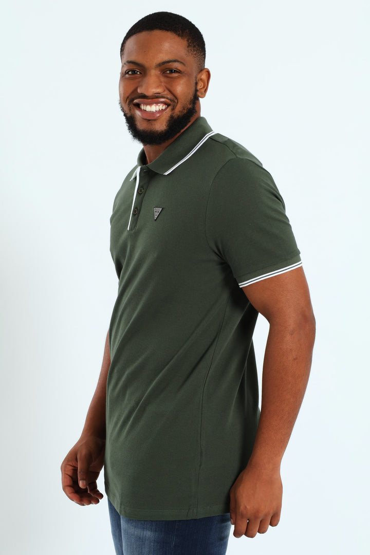 Tipped Core Polo Golfer - Forest Green