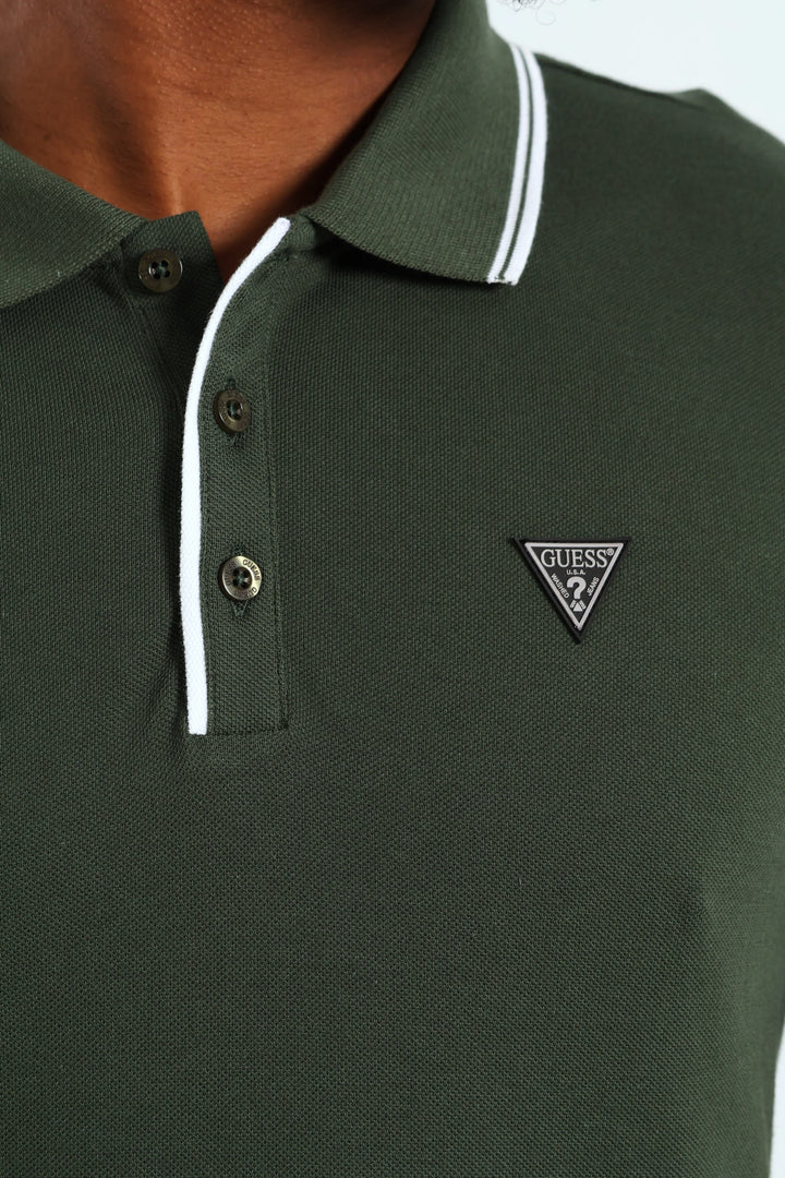 Tipped Core Polo Golfer - Forest Green