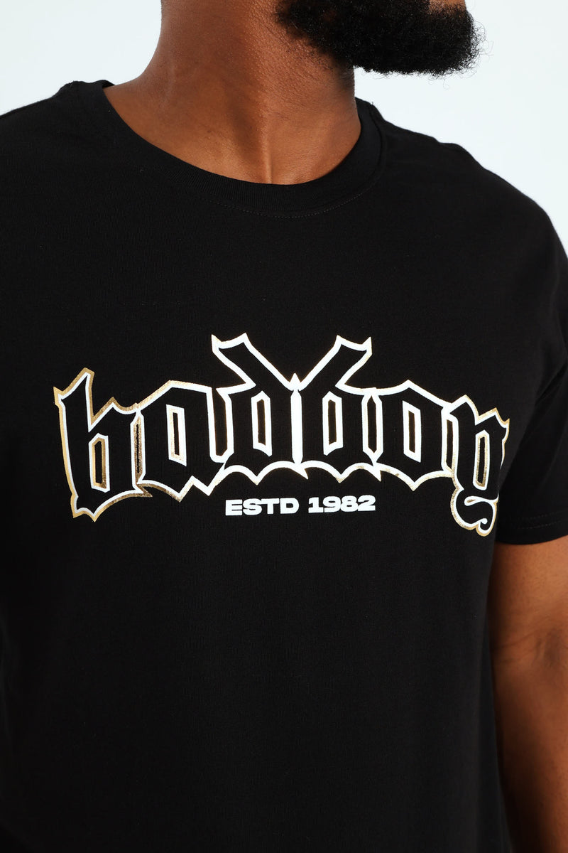 Gothic Text Tee - Black