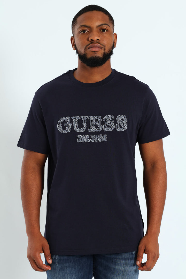 Short Sleeve Embroidered Tee - Navy