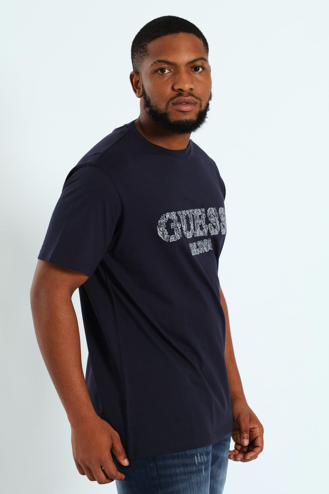 Short Sleeve Embroidered Tee - Navy