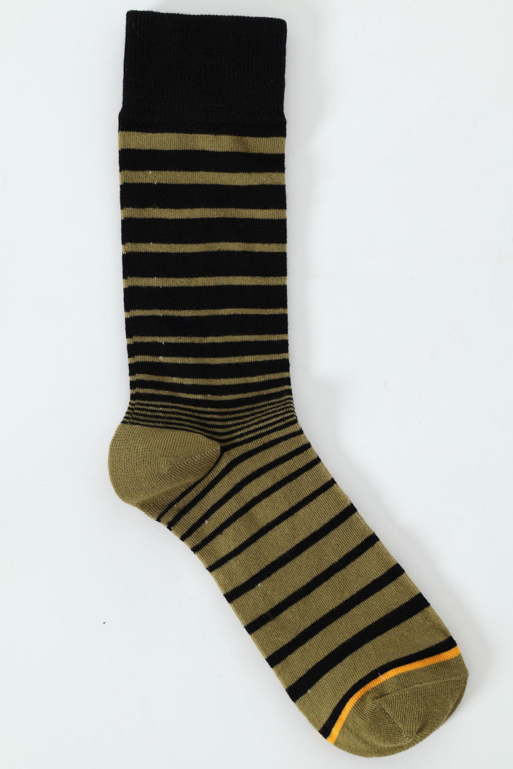 Single Print Stripe Anklet Socks - Fatigue