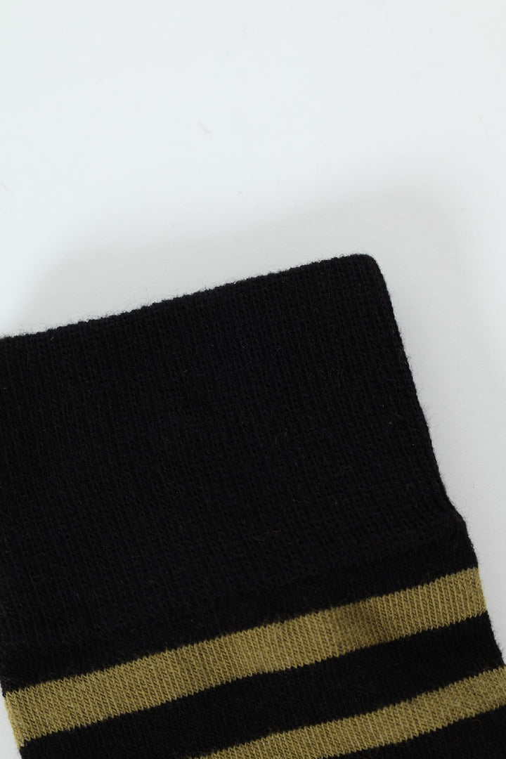 Single Print Stripe Anklet Socks - Fatigue