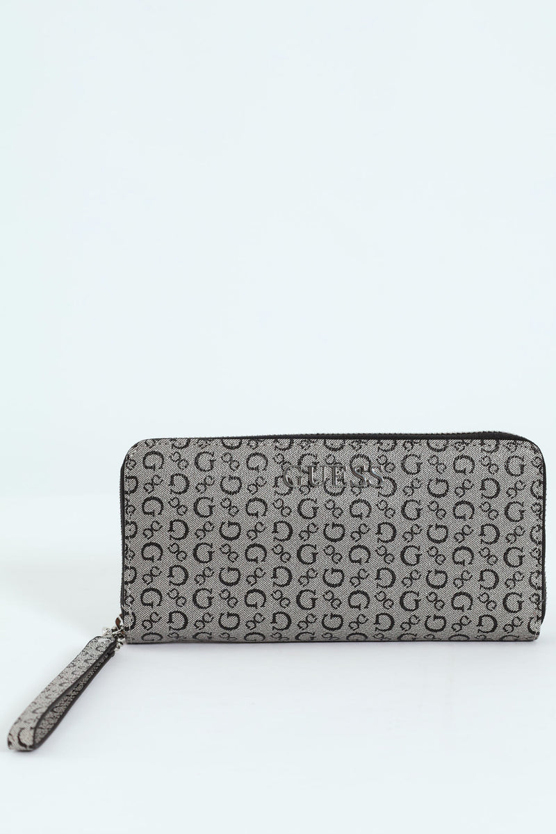 Abbas Large Zip Around Purse - Grey