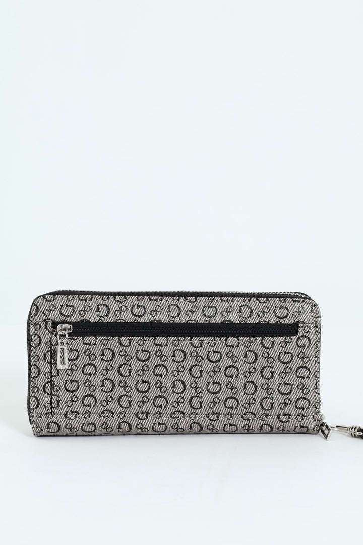 Abbas Large Zip Around Purse - Grey