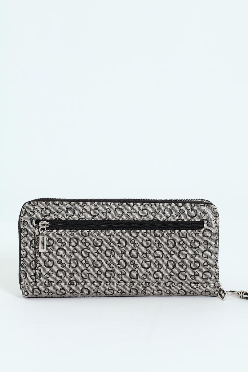 Abbas Large Zip Around Purse - Grey
