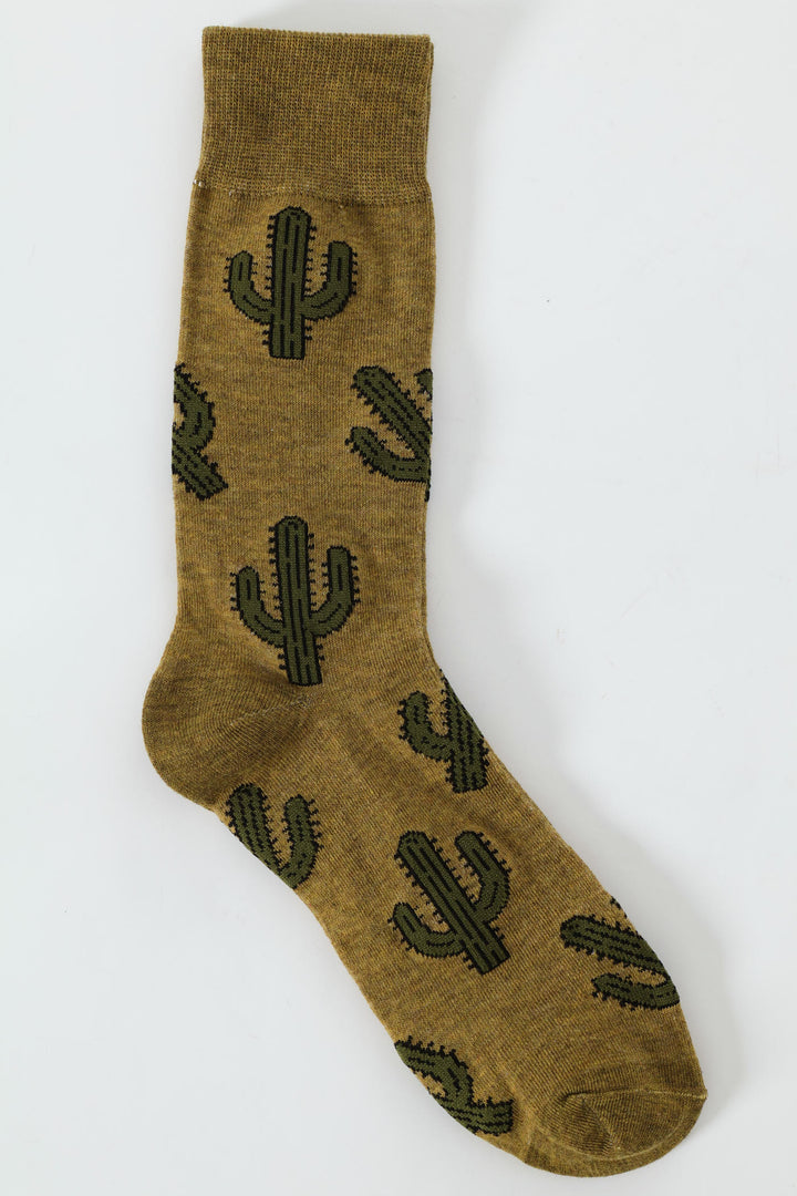 Single Cactus Anklet Socks - Olive