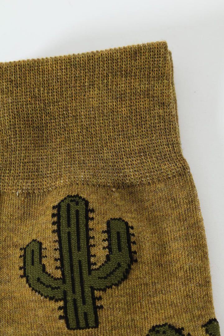 Single Cactus Anklet Socks - Olive