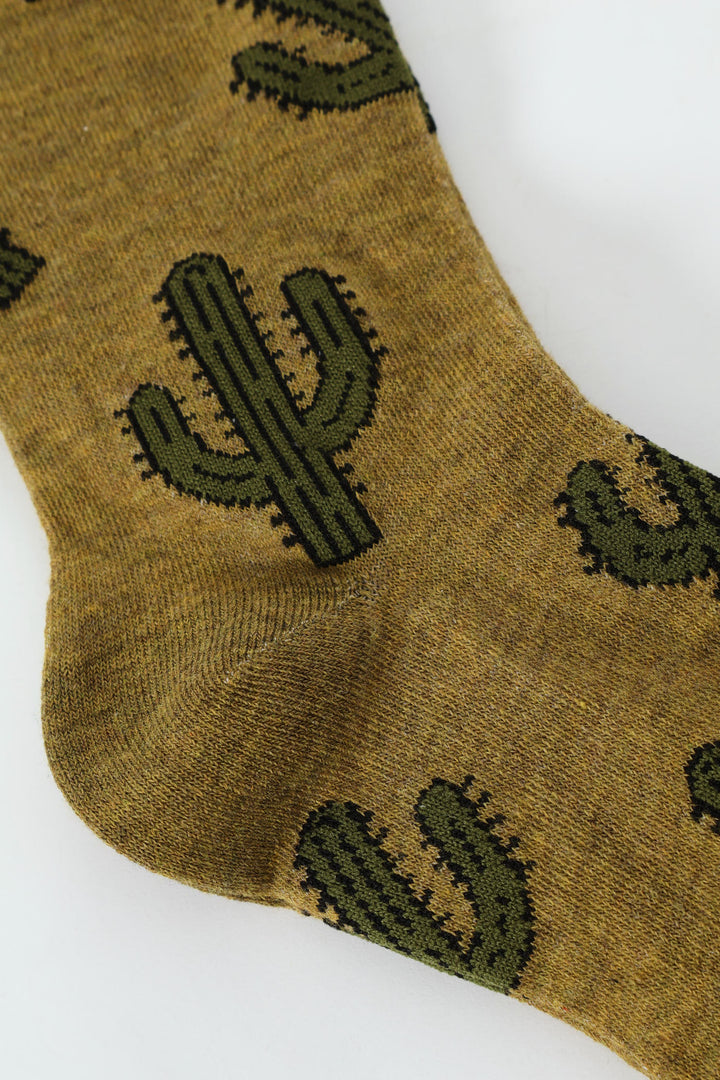 Single Cactus Anklet Socks - Olive