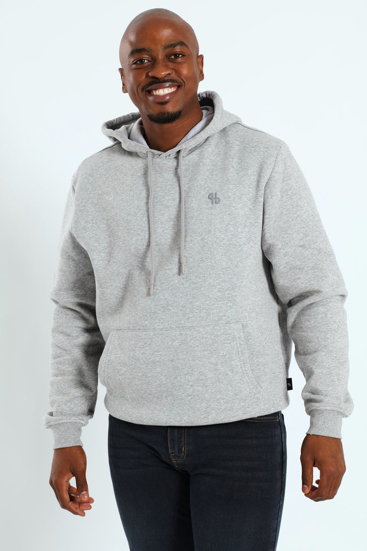 Plain Fleece Pullover Hoodie - Grey Melange