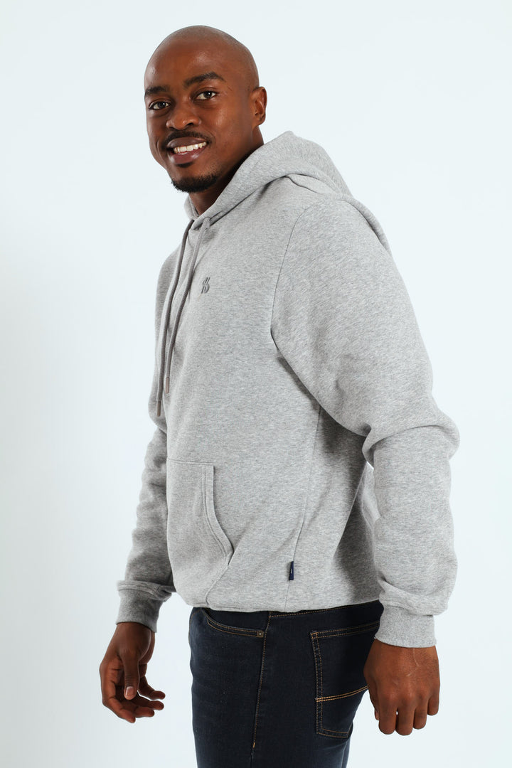 Plain Fleece Pullover Hoodie - Grey Melange