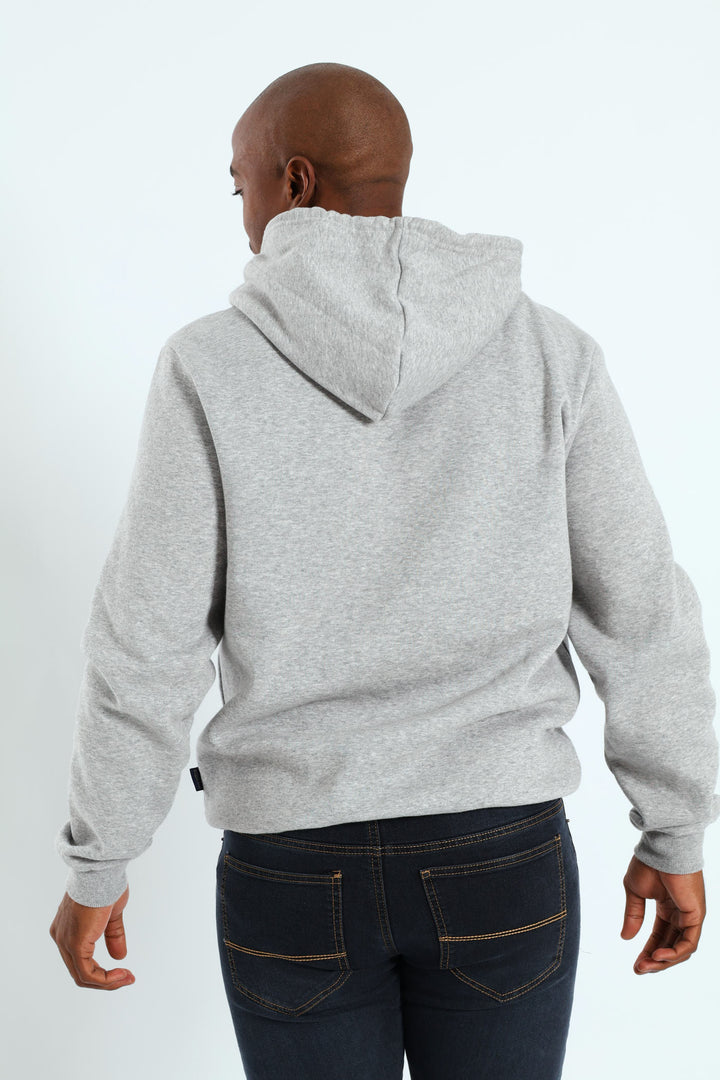Plain Fleece Pullover Hoodie - Grey Melange