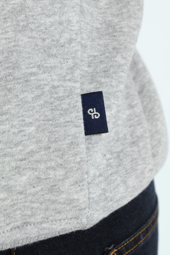 Plain Fleece Pullover Hoodie - Grey Melange