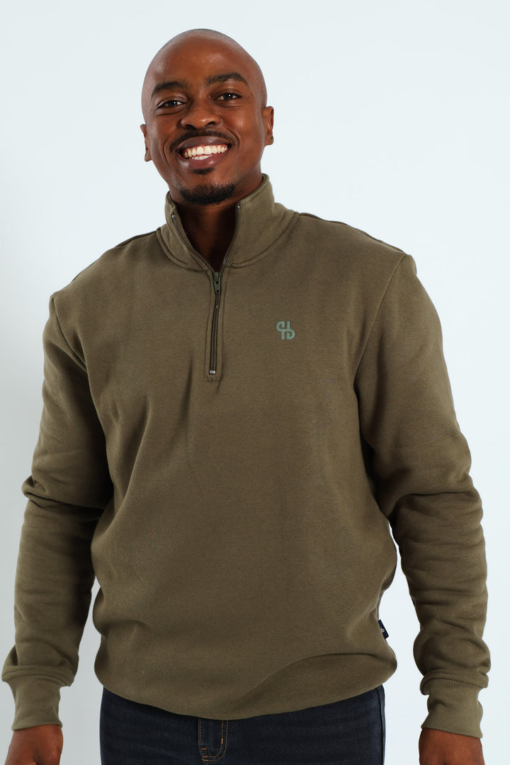 Quarter Zip Fleece Sweat Top - Fatigue