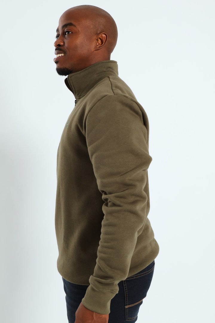 Quarter Zip Fleece Sweat Top - Fatigue
