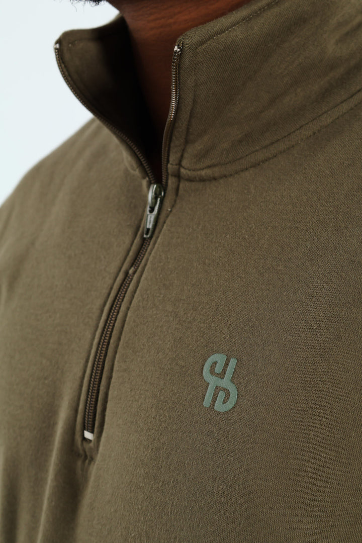 Quarter Zip Fleece Sweat Top - Fatigue