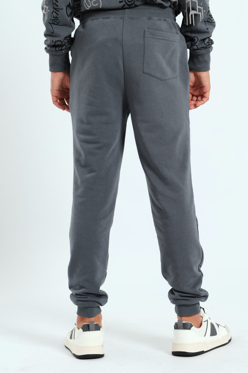 Boys Graffiti Print Jogger - Charcoal