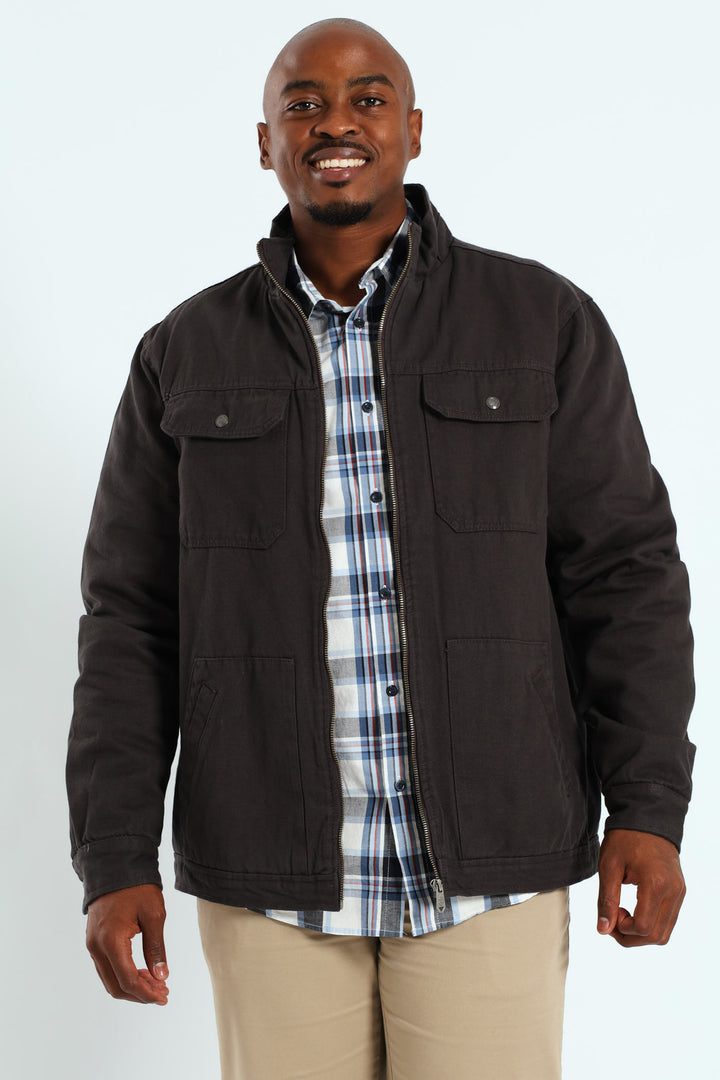 Cotton Trucker Jacket - Charcoal