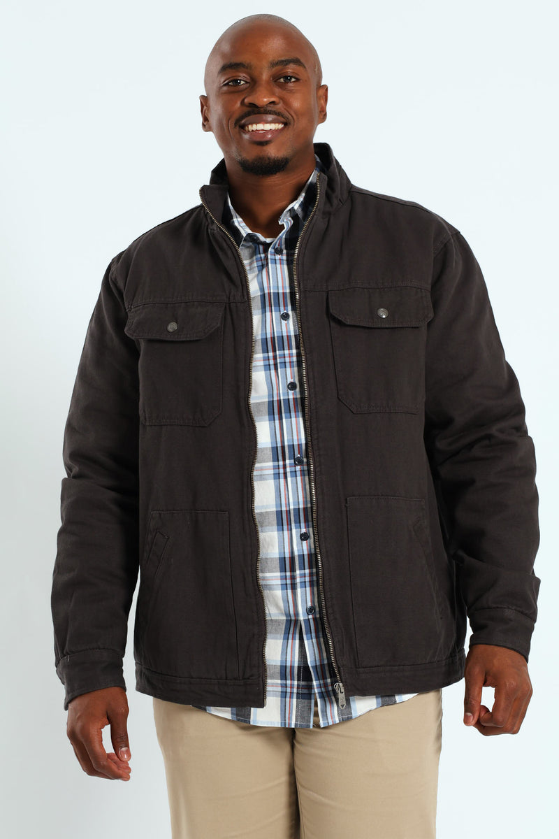 Cotton Trucker Jacket - Charcoal