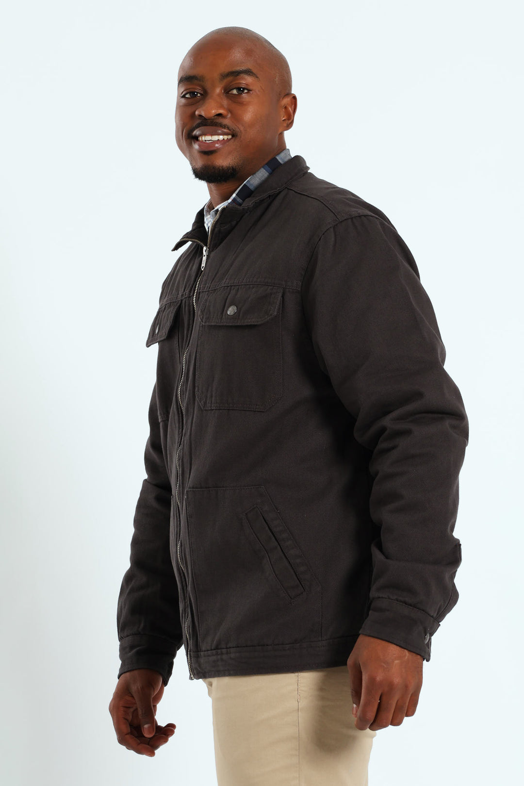 Cotton Trucker Jacket - Charcoal