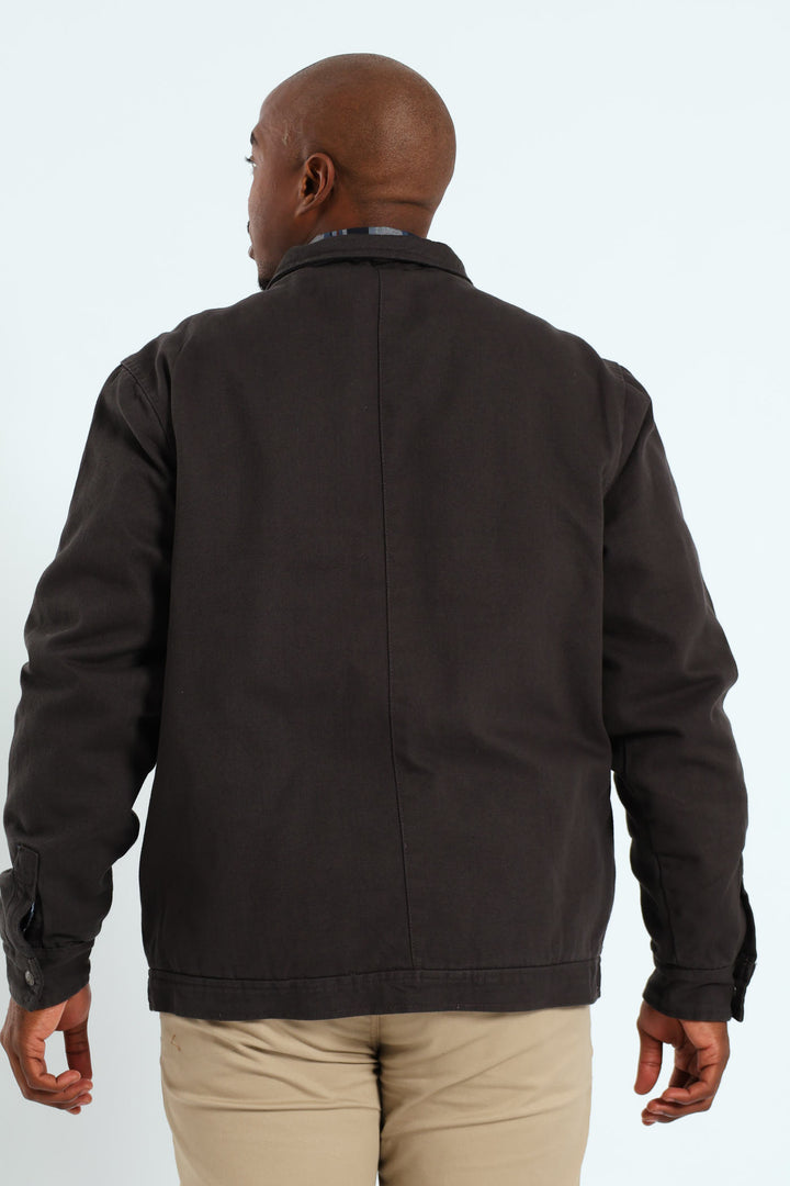 Cotton Trucker Jacket - Charcoal