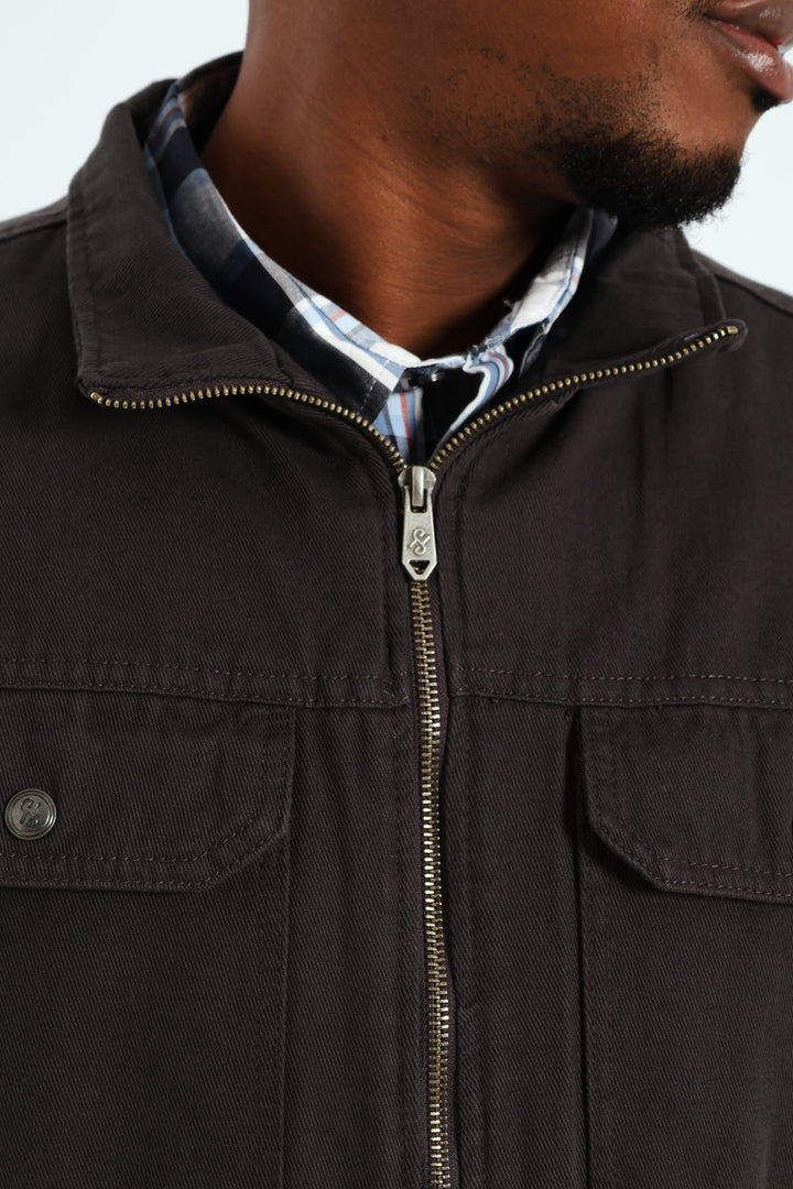 Cotton Trucker Jacket - Charcoal