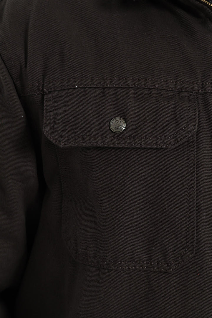 Cotton Trucker Jacket - Charcoal
