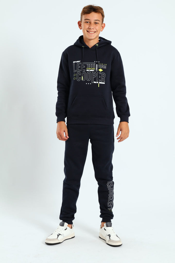 Boys Marco Print Hoodie - Navy