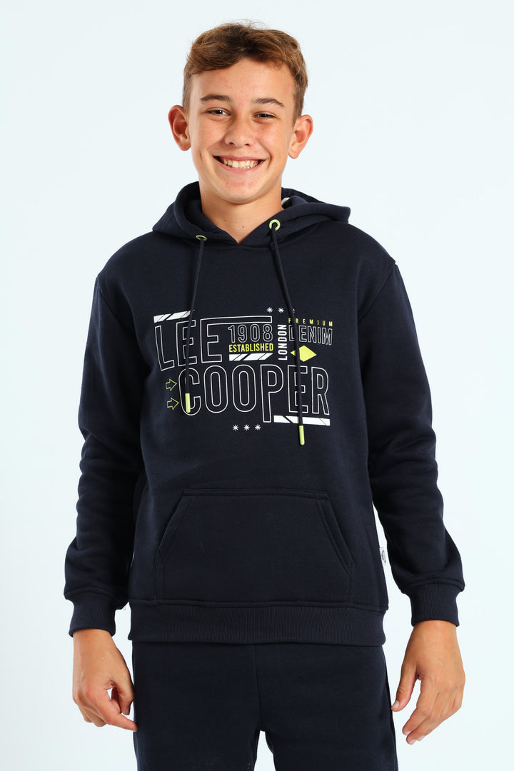 Boys Marco Print Hoodie - Navy