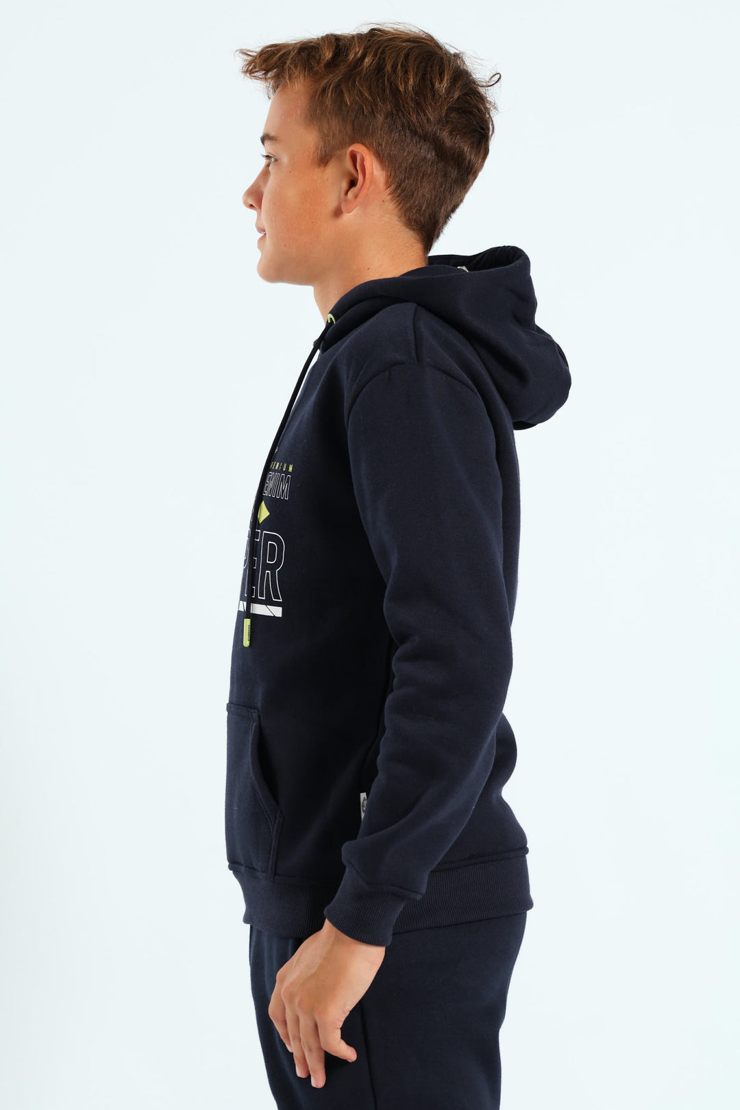 Boys Marco Print Hoodie - Navy