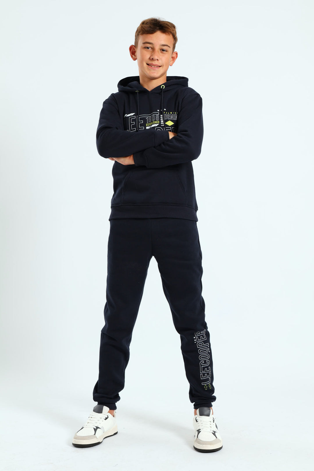 Boys Print Trackpants - Navy