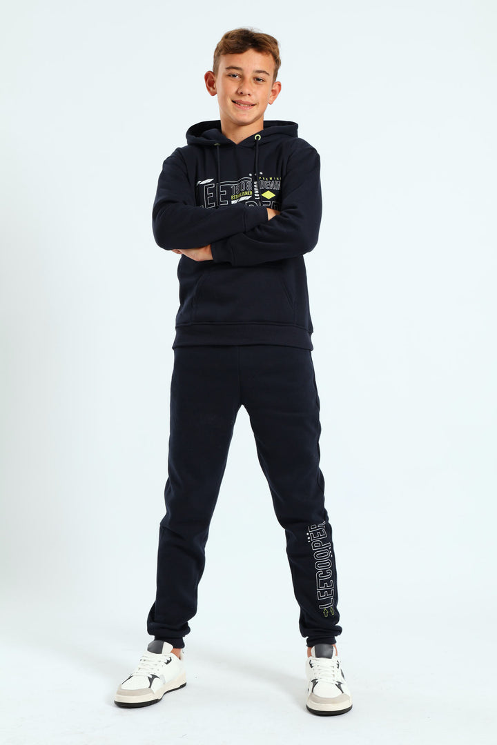 Boys Print Trackpants - Navy