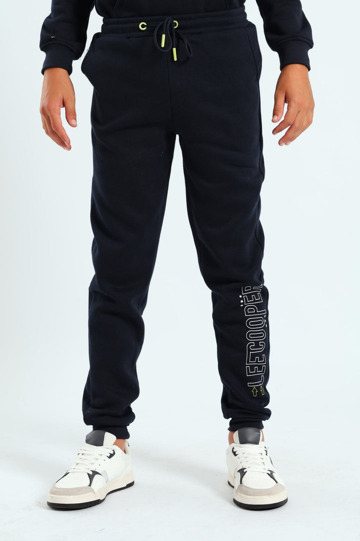 Boys Print Trackpants - Navy