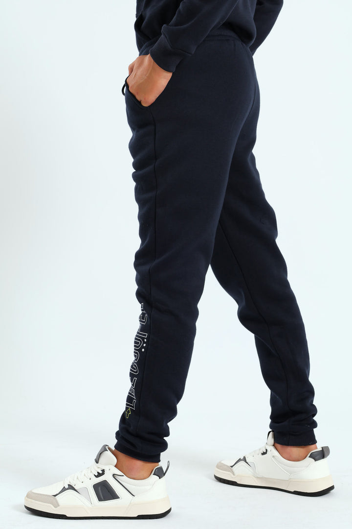Boys Print Trackpants - Navy