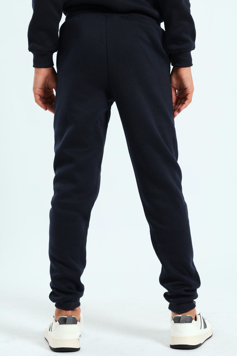 Boys Print Trackpants - Navy