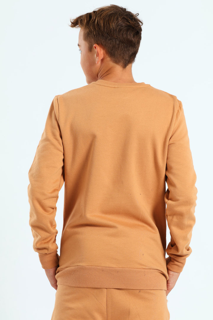 Boys Basketball Crew Top - Brown