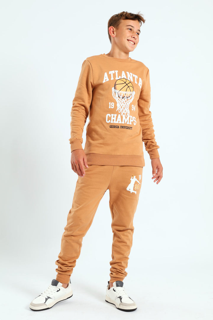 Boys Basketball Jogger - Brown