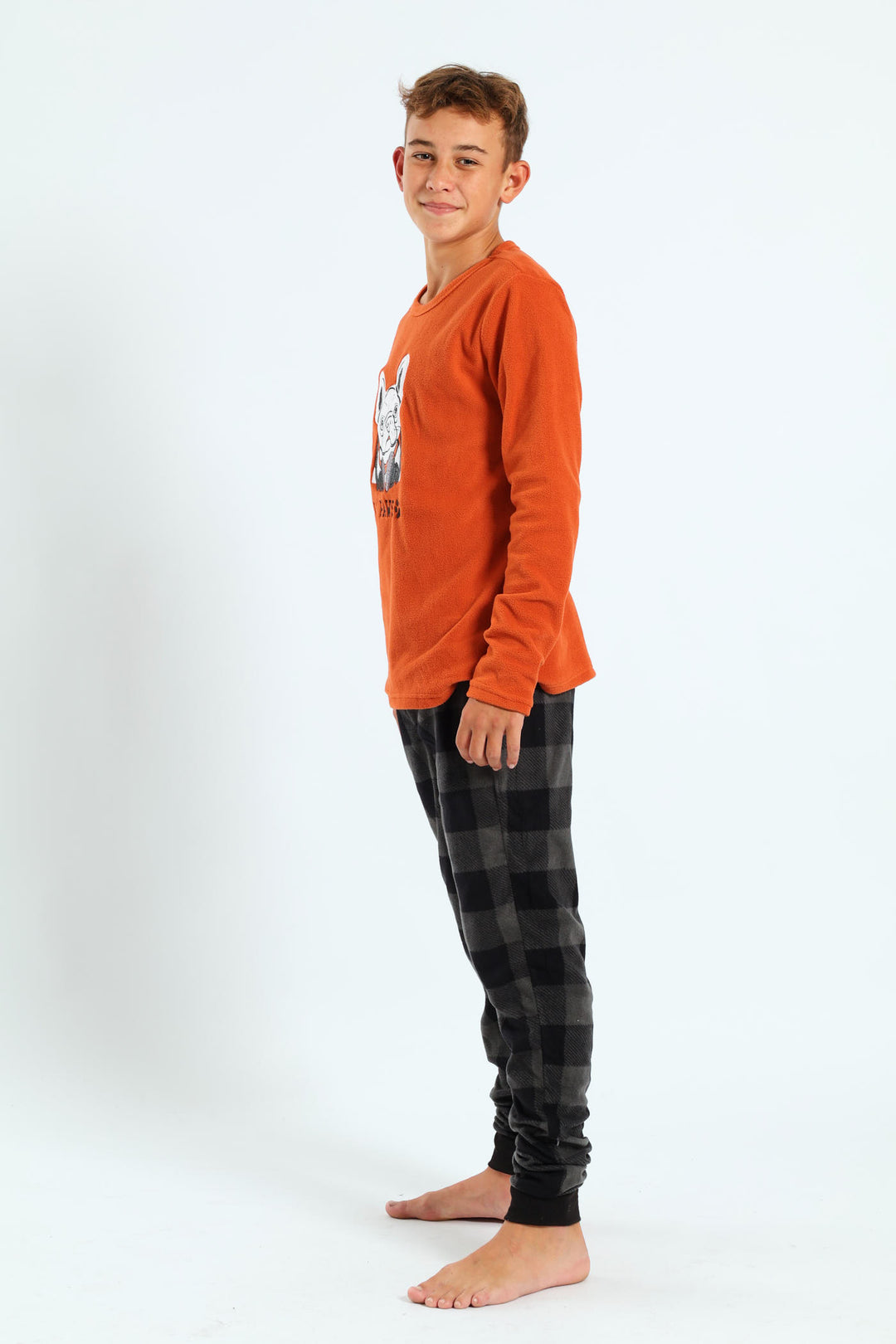 Boys Pug Applique Sleep Set - Rust