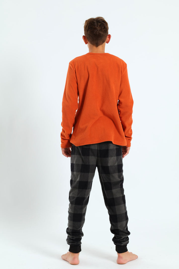 Boys Pug Applique Sleep Set - Rust