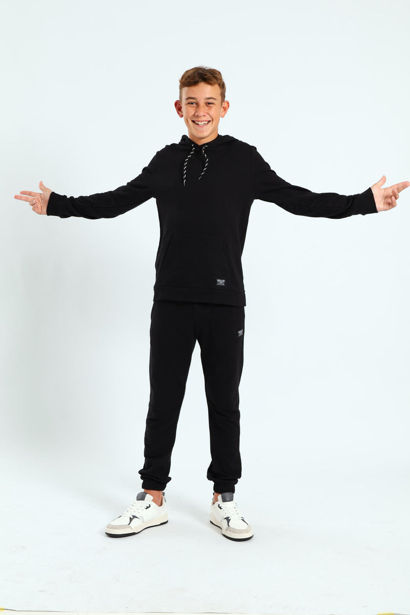 Boys Pocket Fleece Hoody - Black