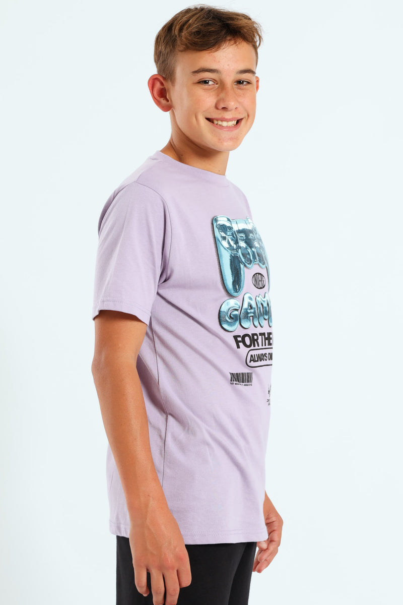 Boys Gamer Gel Print Tee - Lilac