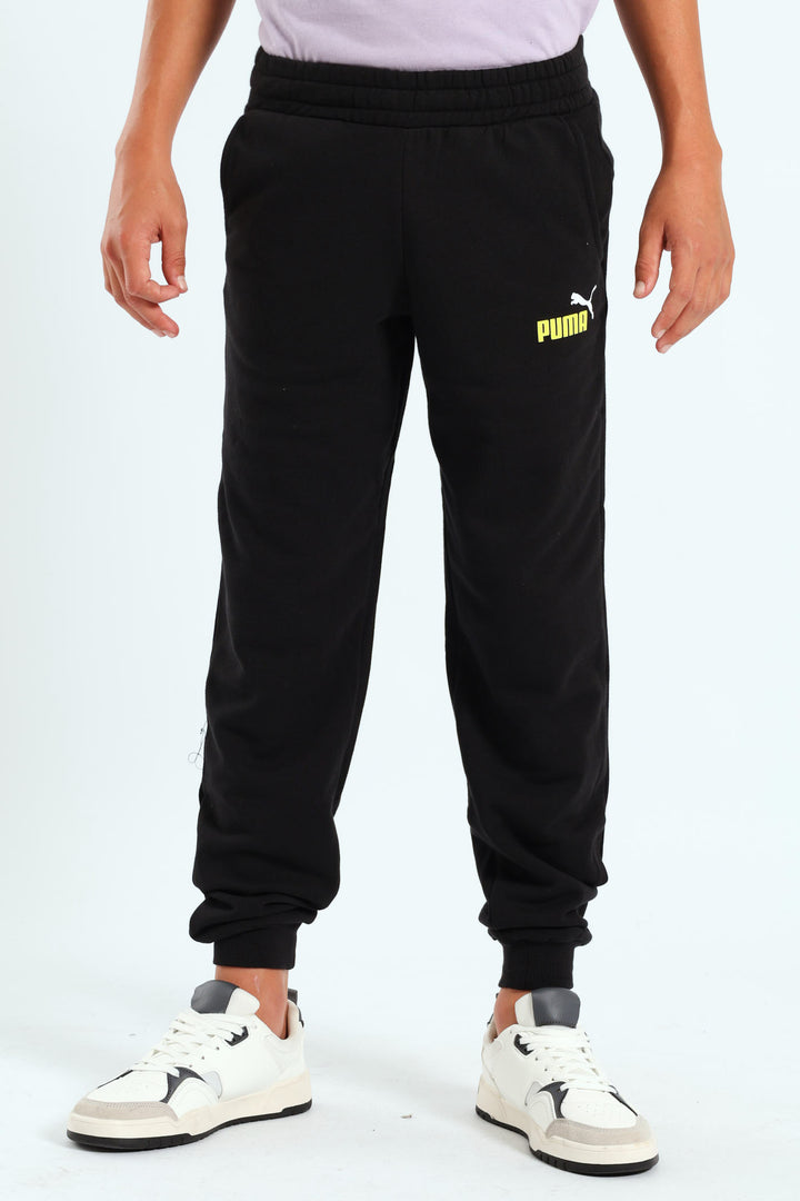 Boys 2 Colour Logo Track Pants - Black