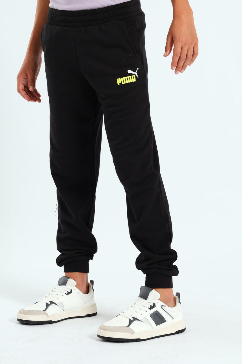 Boys 2 Colour Logo Track Pants - Black